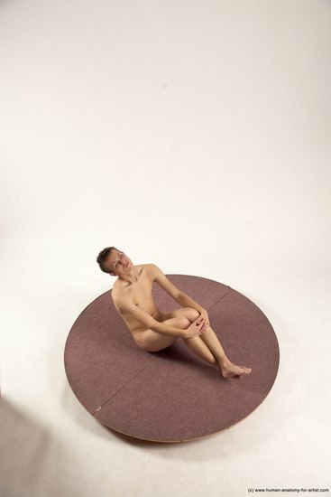 Nude Man White Sitting poses - simple Slim Short Brown Sitting poses - ALL Multi angles poses Realistic