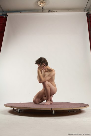 Nude Man White Sitting poses - simple Slim Short Brown Sitting poses - ALL Multi angles poses Realistic