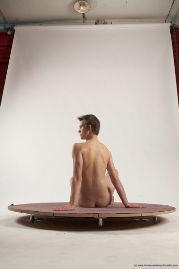 Nude Man White Sitting poses - simple Slim Short Brown Sitting poses - ALL Multi angles poses Realistic