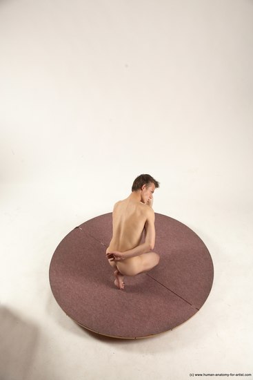 Nude Man White Sitting poses - simple Slim Short Brown Sitting poses - ALL Multi angles poses Realistic