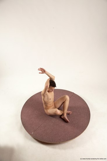 Nude Man White Sitting poses - simple Slim Short Brown Sitting poses - ALL Multi angles poses Realistic