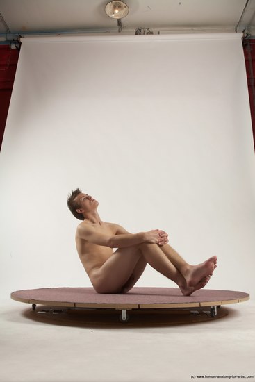 Nude Man White Sitting poses - simple Slim Short Brown Sitting poses - ALL Multi angles poses Realistic