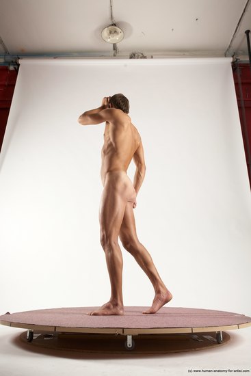 Nude Man White Standing poses - ALL Athletic Short Brown Standing poses - simple Multi angles poses Realistic