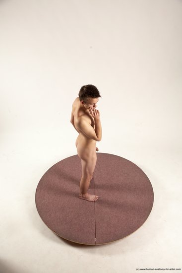 Nude Man White Standing poses - ALL Slim Short Brown Standing poses - simple Multi angles poses Realistic