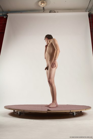 Nude Man White Standing poses - ALL Slim Short Brown Standing poses - simple Multi angles poses Realistic