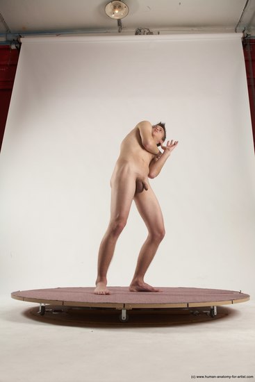 Nude Man White Standing poses - ALL Slim Short Brown Standing poses - simple Multi angles poses Realistic