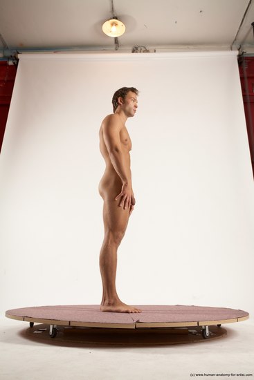 Nude Man White Standing poses - ALL Athletic Short Brown Standing poses - simple Multi angles poses Realistic