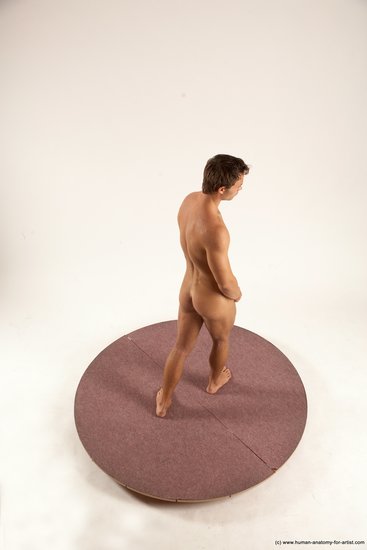 Nude Man White Standing poses - ALL Athletic Short Brown Standing poses - simple Multi angles poses Realistic