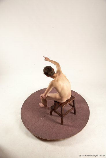 Nude Man White Sitting poses - simple Slim Short Brown Sitting poses - ALL Multi angles poses Realistic