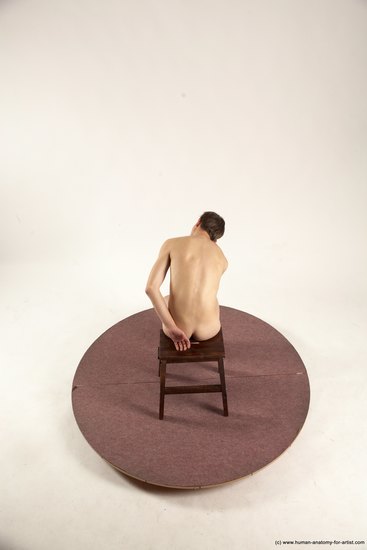 Nude Man White Sitting poses - simple Slim Short Brown Sitting poses - ALL Multi angles poses Realistic