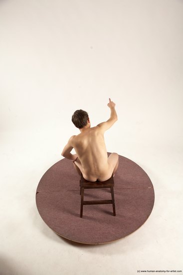 Nude Man White Sitting poses - simple Slim Short Brown Sitting poses - ALL Multi angles poses Realistic