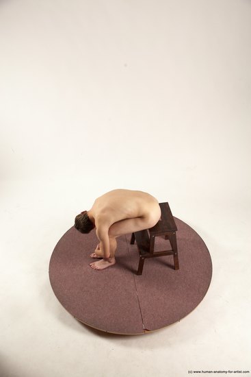 Nude Man White Sitting poses - simple Slim Short Brown Sitting poses - ALL Multi angles poses Realistic