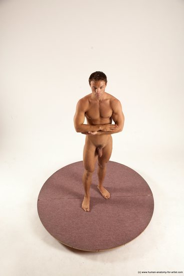 Nude Man White Standing poses - ALL Athletic Short Brown Standing poses - simple Multi angles poses Realistic