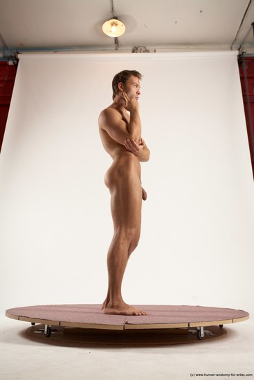 Nude Man White Standing poses - ALL Athletic Short Brown Standing poses - simple Multi angles poses Realistic