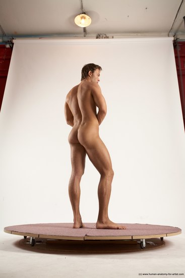 Nude Man White Standing poses - ALL Athletic Short Brown Standing poses - simple Multi angles poses Realistic