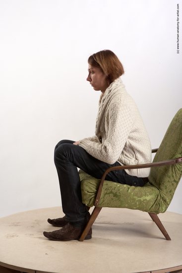 Casual Man White Sitting poses - simple Underweight Medium Brown Sitting poses - ALL Academic