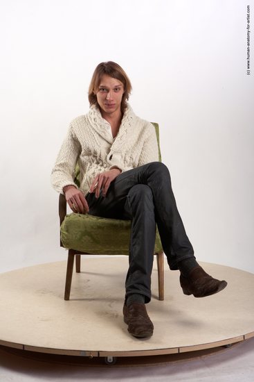 Casual Man White Sitting poses - simple Underweight Medium Brown Sitting poses - ALL Academic