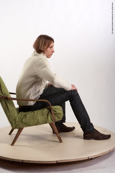 Casual Man White Sitting poses - simple Underweight Medium Brown Sitting poses - ALL Academic