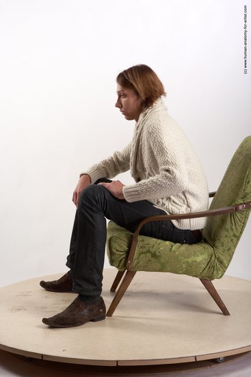 Casual Man White Sitting poses - simple Underweight Medium Brown Sitting poses - ALL Academic