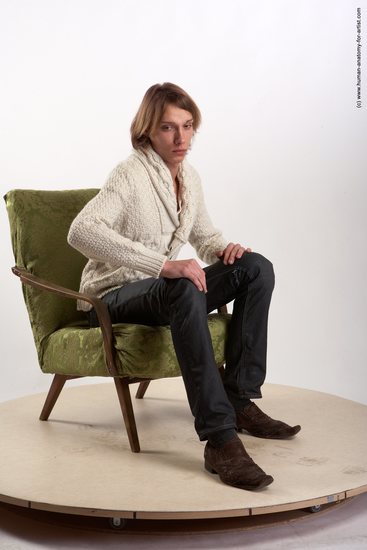 Casual Man White Sitting poses - simple Underweight Medium Brown Sitting poses - ALL Academic