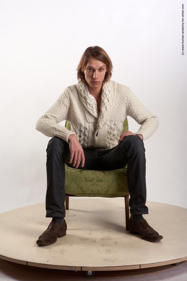 Casual Man White Sitting poses - simple Underweight Medium Brown Sitting poses - ALL Academic