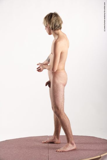 Nude Man White Standing poses - ALL Slim Short Blond Standing poses - simple Realistic