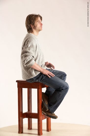 Casual Man White Sitting poses - simple Slim Short Brown Sitting poses - ALL Multi angles poses Academic