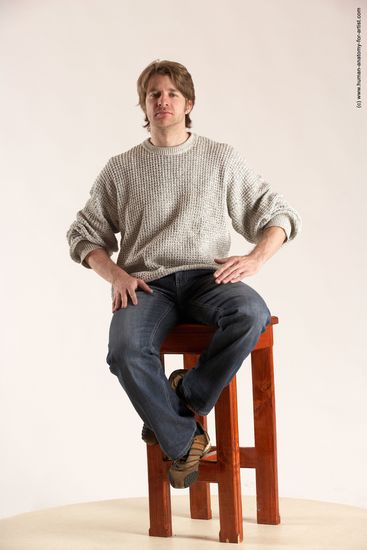 Casual Man White Sitting poses - simple Slim Short Brown Sitting poses - ALL Multi angles poses Academic