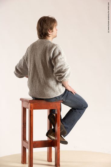 Casual Man White Sitting poses - simple Slim Short Brown Sitting poses - ALL Multi angles poses Academic