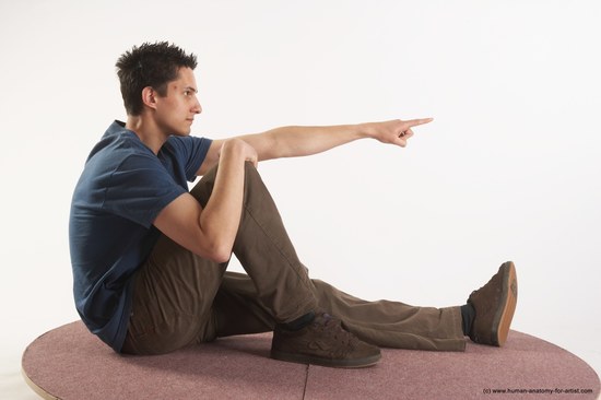 Casual Man White Sitting poses - simple Slim Short Brown Sitting poses - ALL Academic