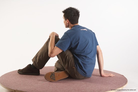 Casual Man White Sitting poses - simple Slim Short Brown Sitting poses - ALL Academic