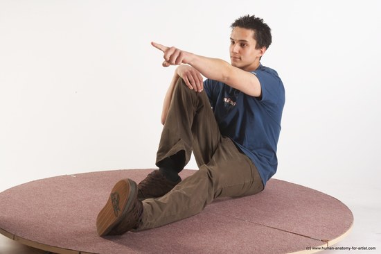 Casual Man White Sitting poses - simple Slim Short Brown Sitting poses - ALL Academic