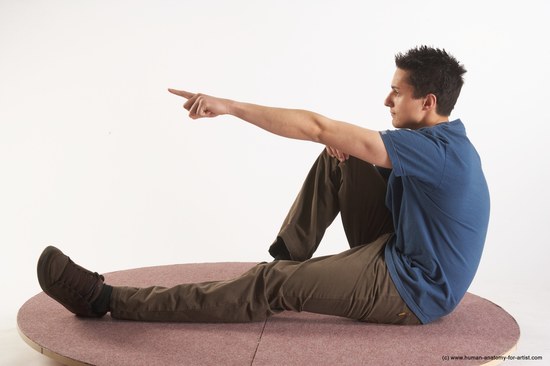 Casual Man White Sitting poses - simple Slim Short Brown Sitting poses - ALL Academic