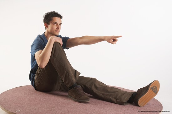 Casual Man White Sitting poses - simple Slim Short Brown Sitting poses - ALL Academic