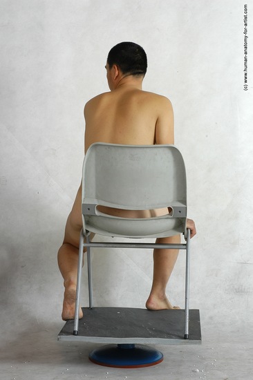 Nude Man Asian Sitting poses - simple Slim Short Black Sitting poses - ALL Realistic