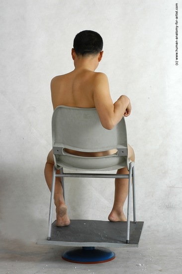 Nude Man Asian Sitting poses - simple Slim Short Black Sitting poses - ALL Realistic