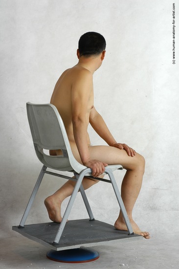 Nude Man Asian Sitting poses - simple Slim Short Black Sitting poses - ALL Realistic