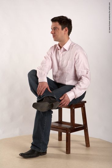 Casual Man White Sitting poses - simple Average Short Brown Sitting poses - ALL Academic