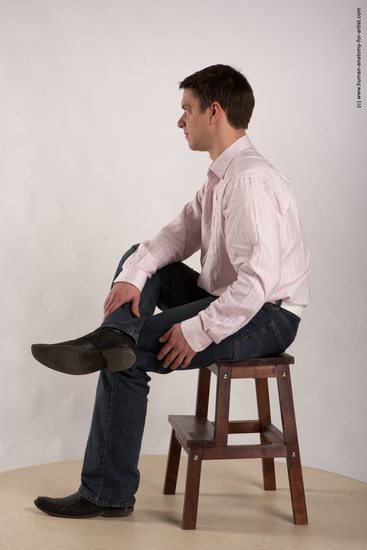 Casual Man White Sitting poses - simple Average Short Brown Sitting poses - ALL Academic