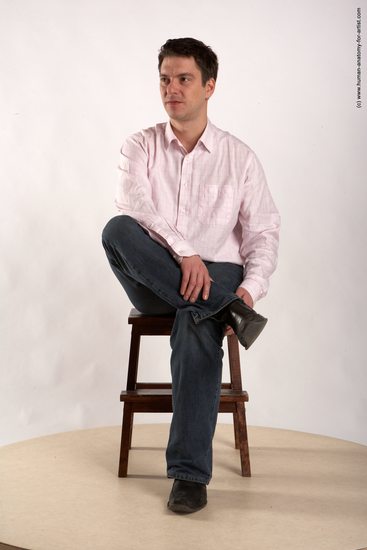 Casual Man White Sitting poses - simple Average Short Brown Sitting poses - ALL Academic