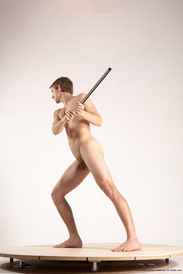 Nude Daily activities Man White Moving poses Athletic Short Brown Multi angles poses Realistic