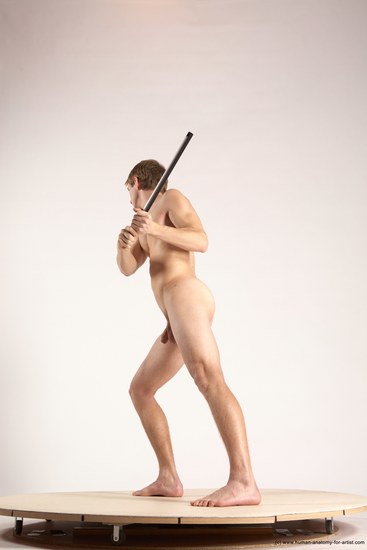 Nude Daily activities Man White Moving poses Athletic Short Brown Multi angles poses Realistic