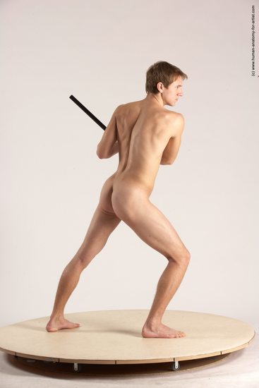 Nude Daily activities Man White Moving poses Athletic Short Brown Multi angles poses Realistic