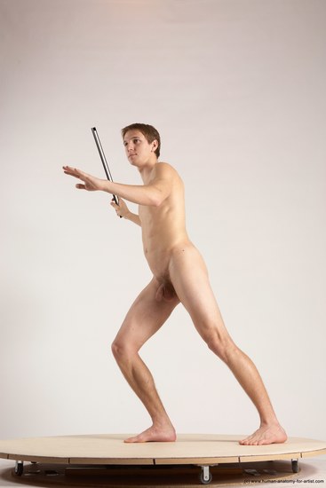 Nude Daily activities Man White Moving poses Athletic Short Brown Multi angles poses Realistic