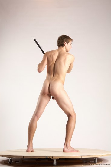 Nude Daily activities Man White Moving poses Athletic Short Brown Multi angles poses Realistic