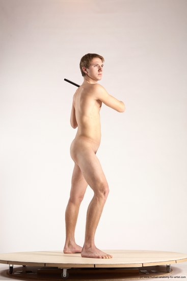 Nude Daily activities Man White Moving poses Athletic Short Brown Multi angles poses Realistic