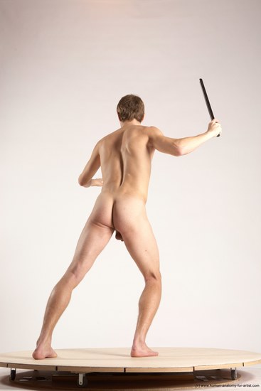 Nude Daily activities Man White Moving poses Athletic Short Brown Multi angles poses Realistic