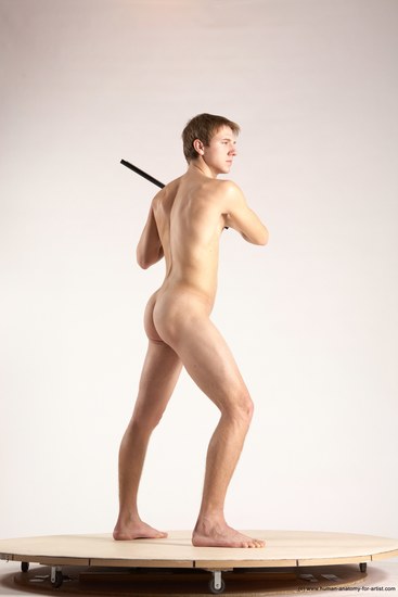 Nude Daily activities Man White Moving poses Athletic Short Brown Multi angles poses Realistic