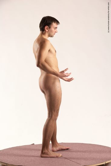 Nude Man White Standing poses - ALL Slim Short Brown Standing poses - simple Multi angles poses Realistic