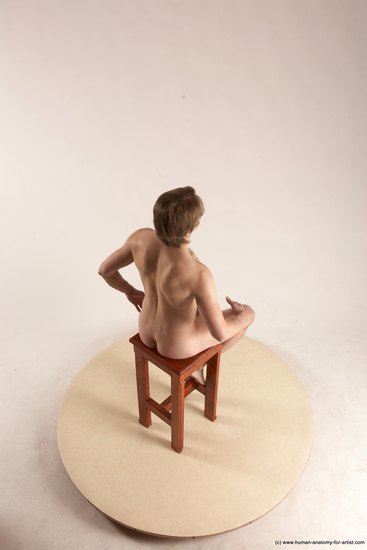 Nude Man White Sitting poses - simple Slim Short Brown Sitting poses - ALL Multi angles poses Realistic